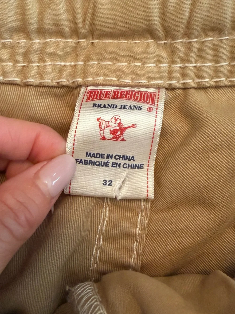 True Religion Men's Cargo Shorts in Khaki with Drawstring